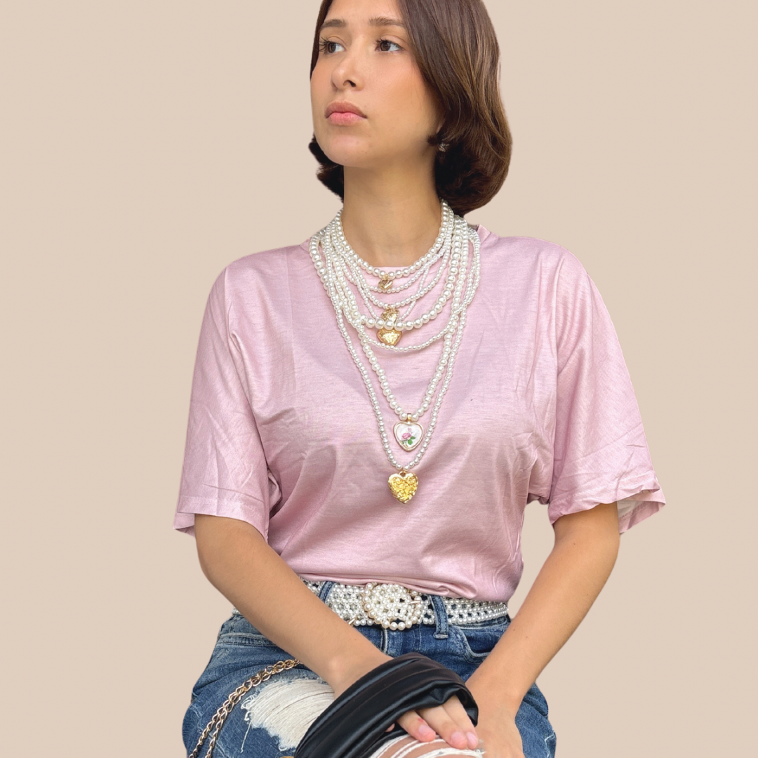 Tshirt Korean Style Casual pink