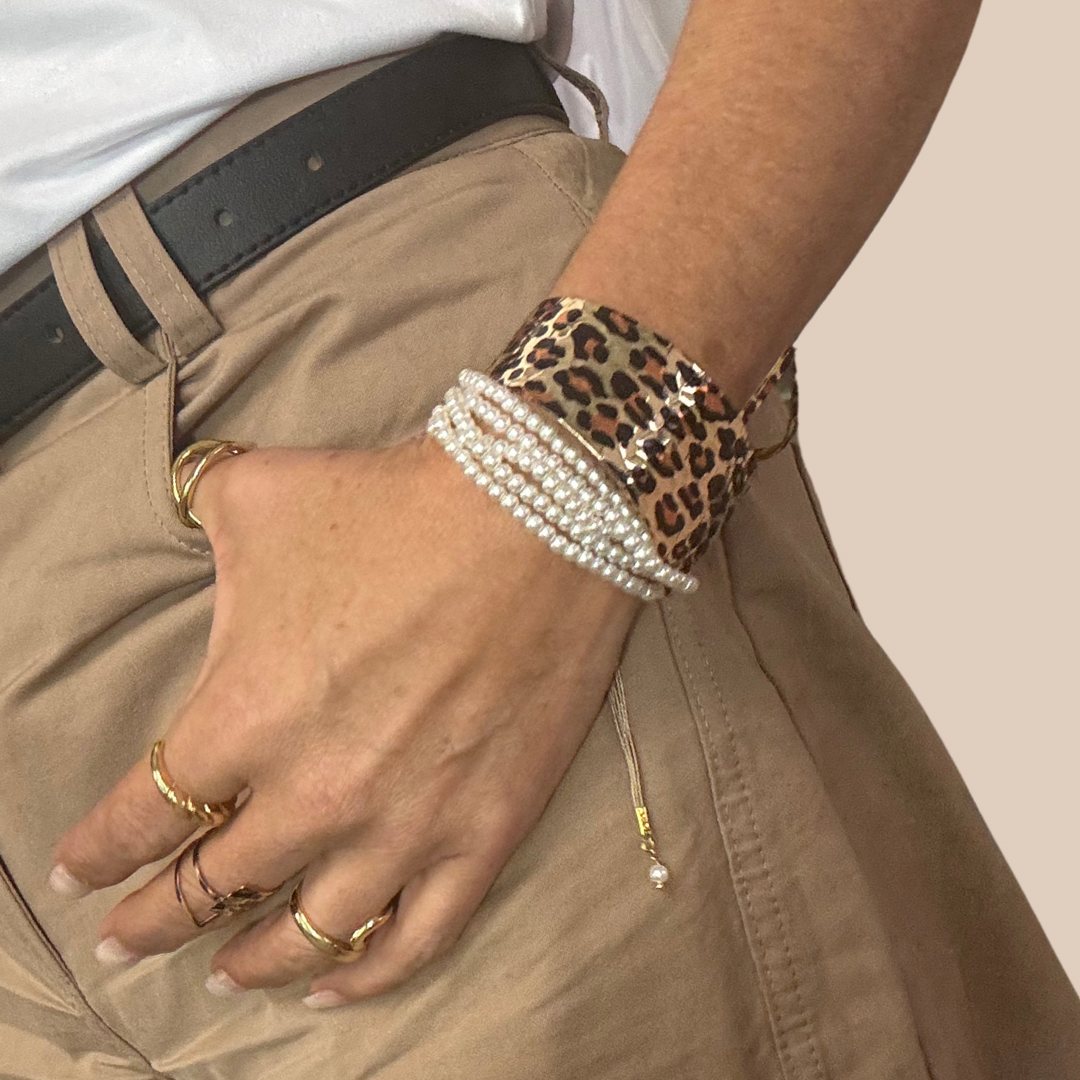 Set Leopard print metal Bracelet & Ring combo - Lizi Yarce Accesories