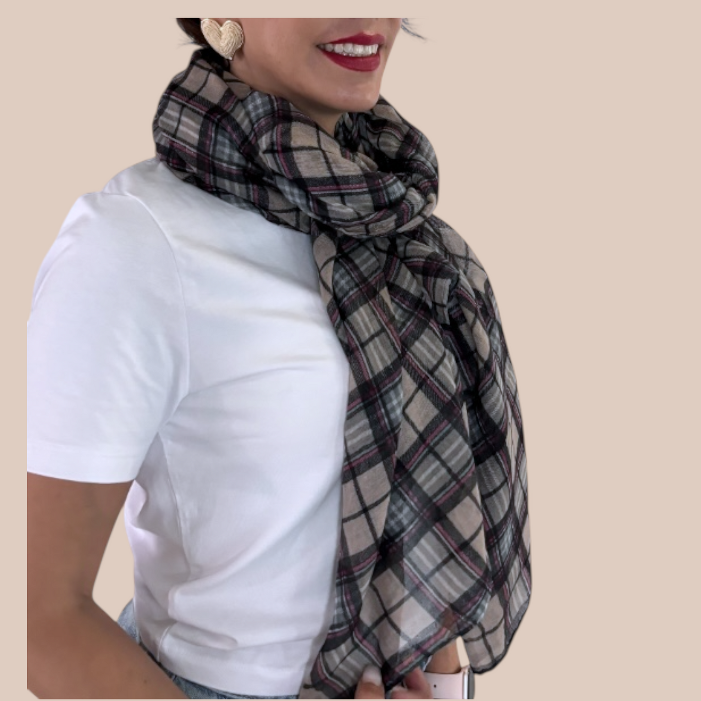Assorted Color Plaid Print Scarves