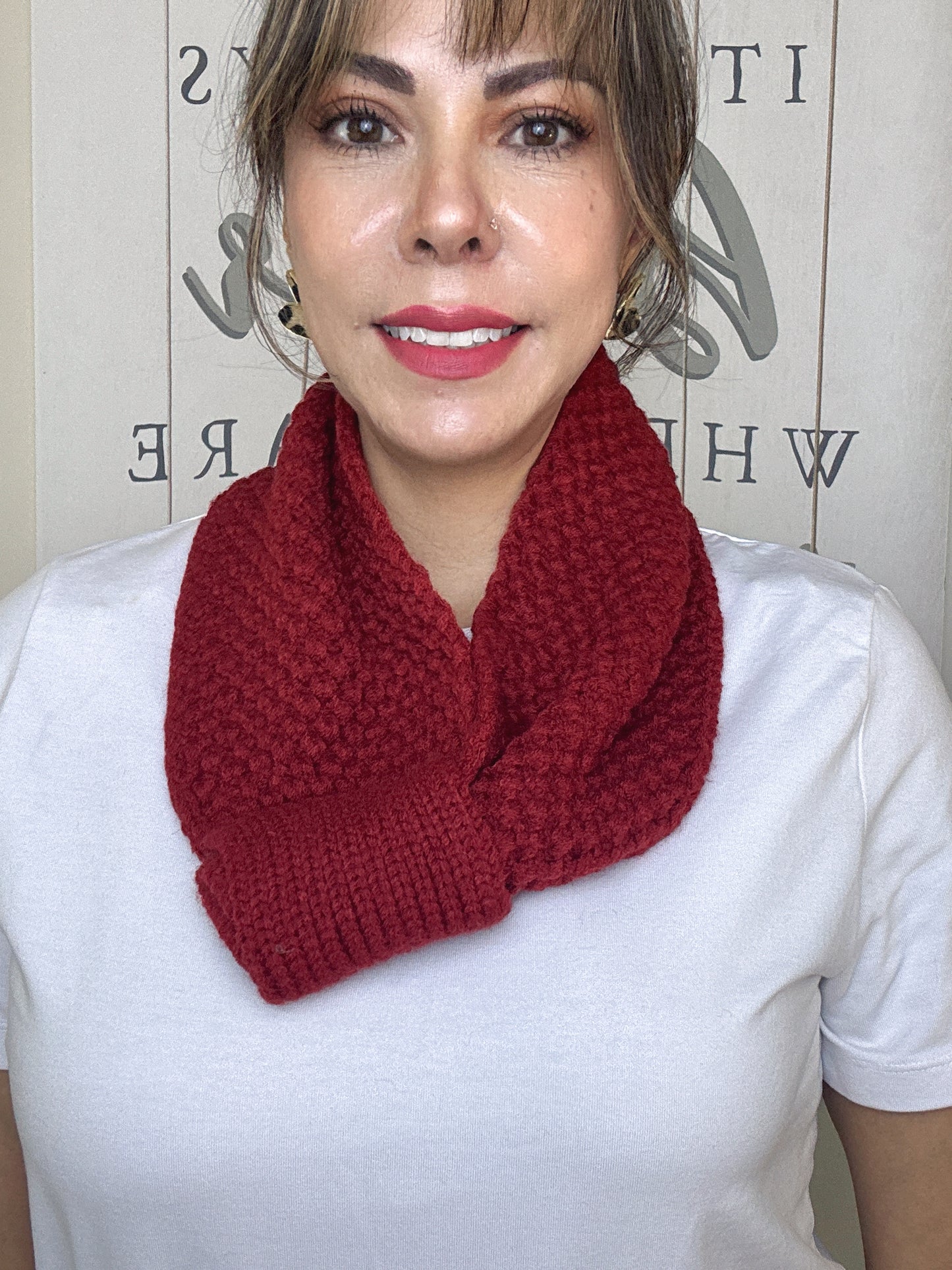 Women simple Korean style Red scarf - Lizi Yarce Accesories