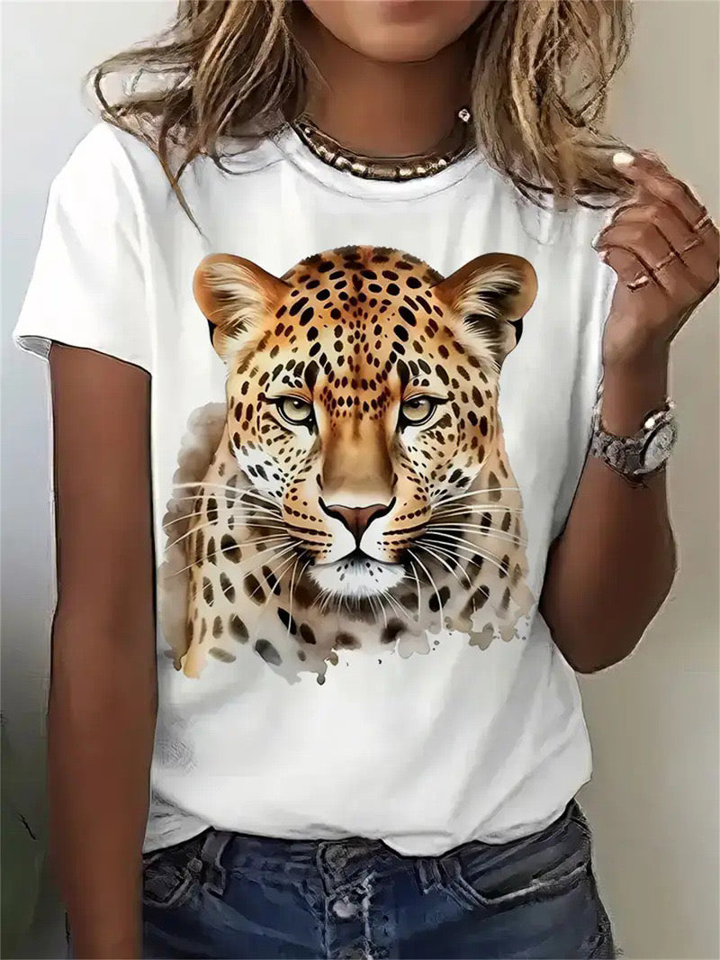 Women Tshirt 3D Tiger design short sleeve
