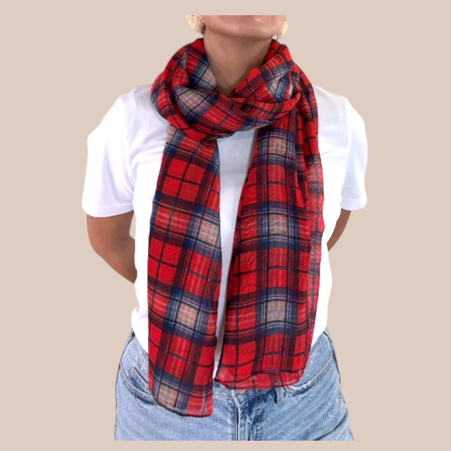 Assorted Color Plaid Print Scarves