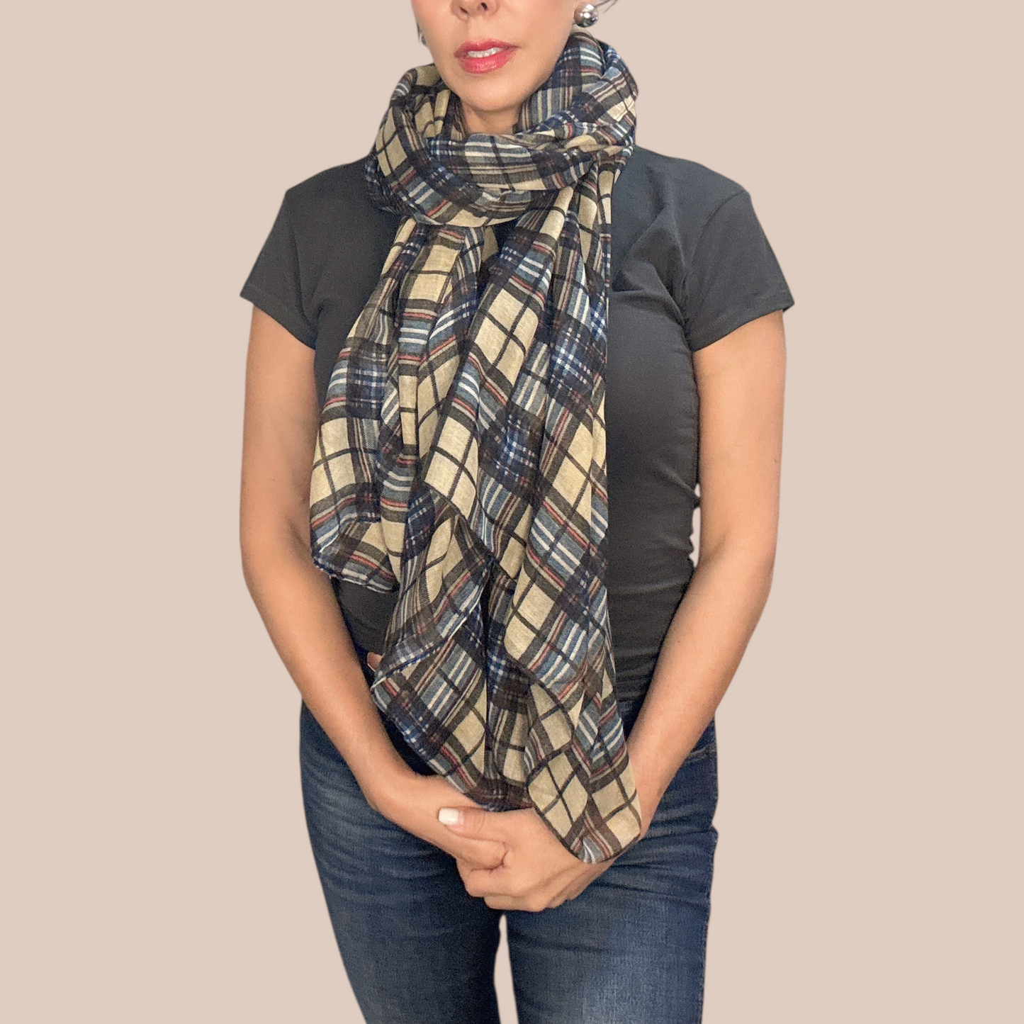 Assorted Color Plaid Print Scarves