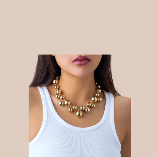 Round tassel plating necklace gold color - Lizi Yarce Accesories