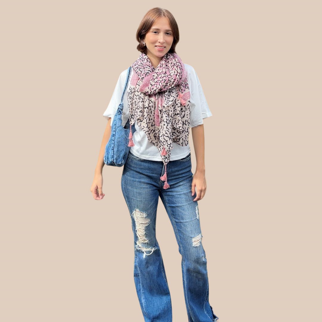 Fashion Leopard printing winter Scarve pink - Lizi Yarce Accesories