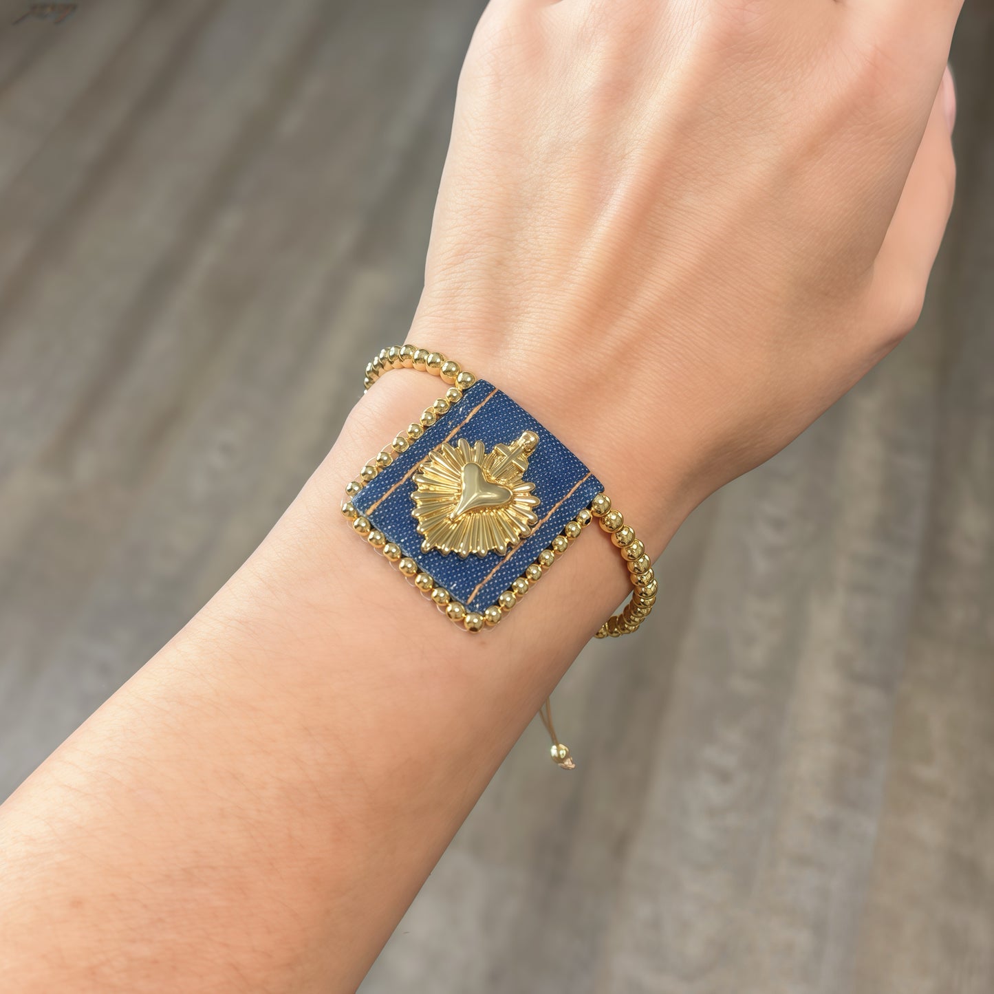 Vintage  Heart Scapulary  Ajusted bracelets