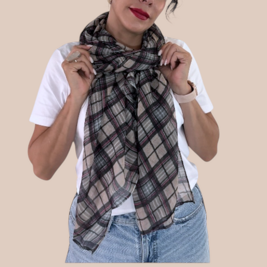 Assorted Color Plaid Print Scarves