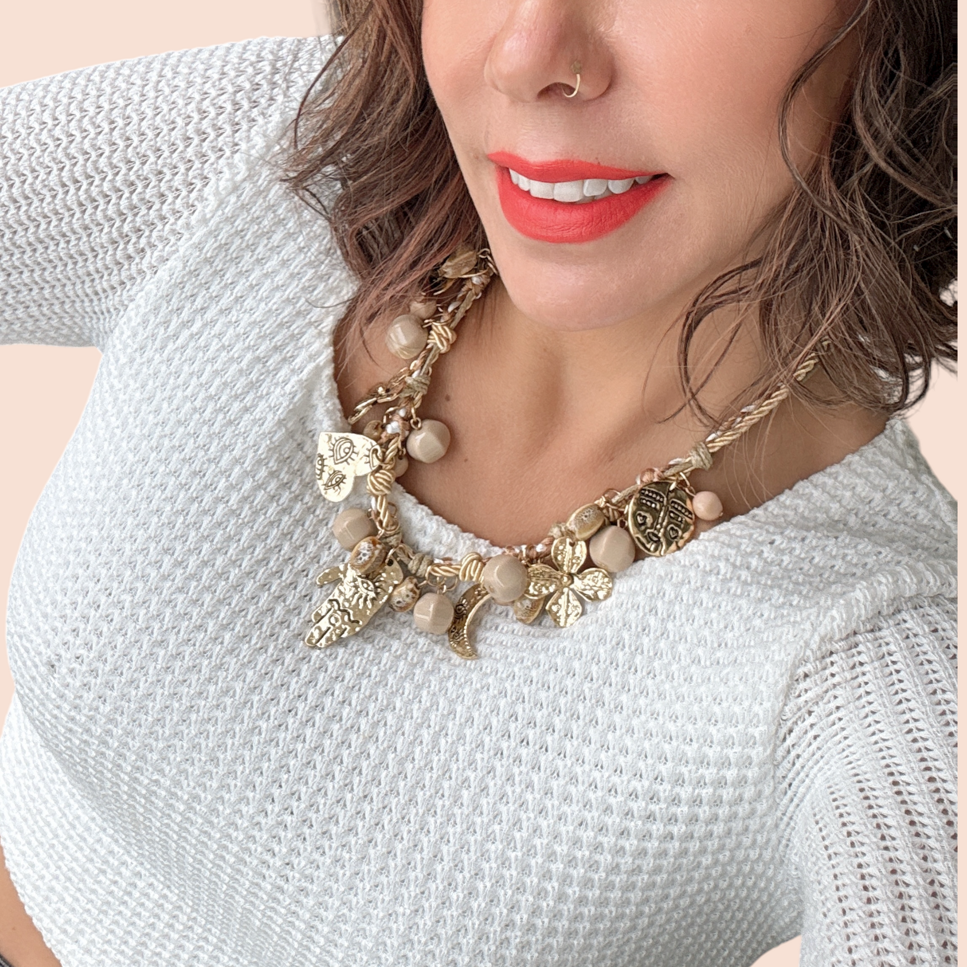 Necklace beaded fashionable floral - Lizi Yarce Accesories