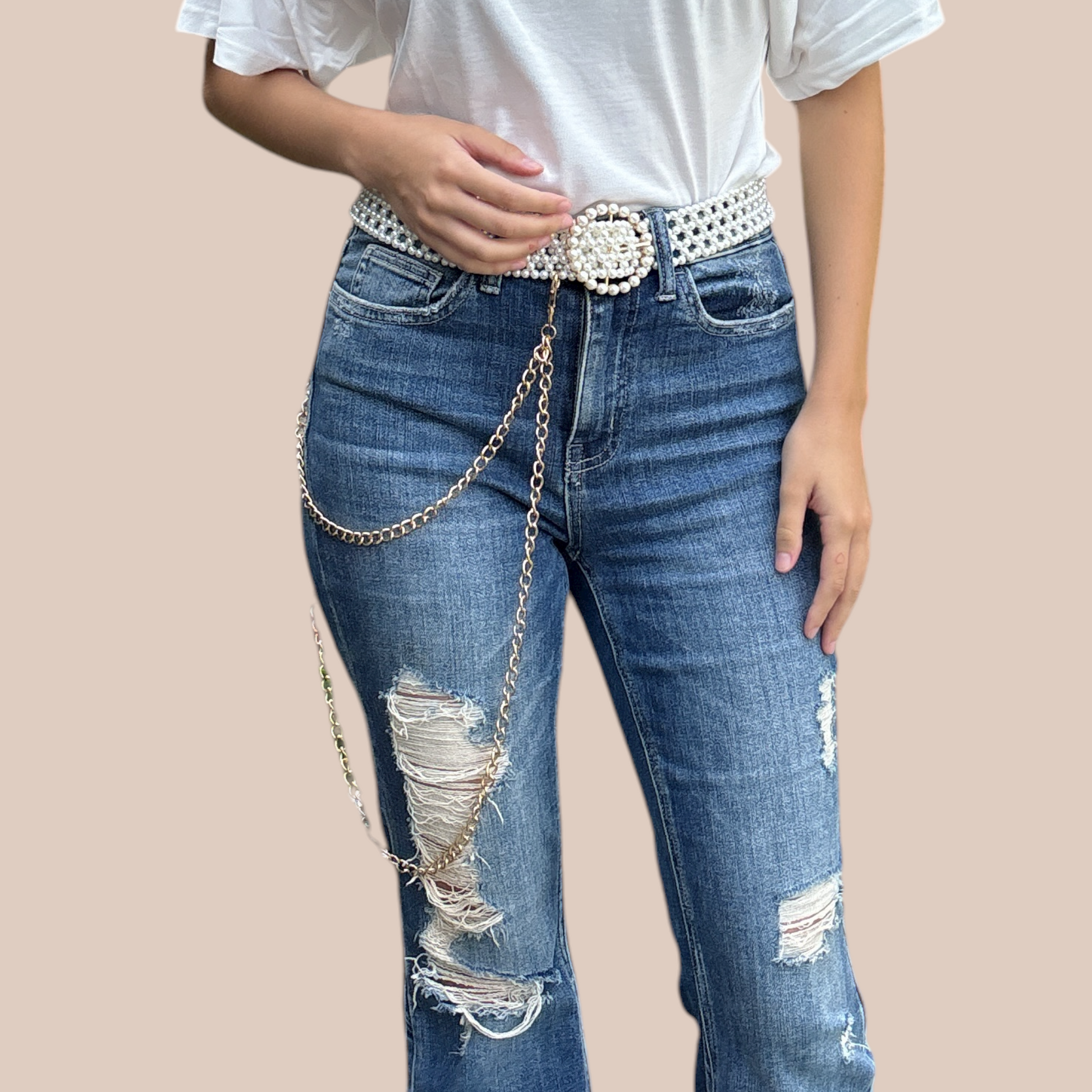 Pearl Beaded Belt Fashion - Lizi Yarce Accesories