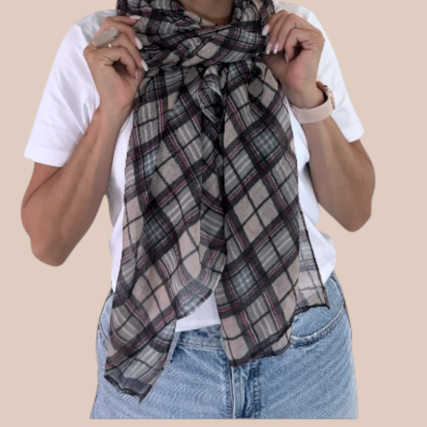Assorted Color Plaid Print Scarves