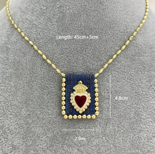 Scapulary Heart red Nekclces - Lizi Yarce Accesories