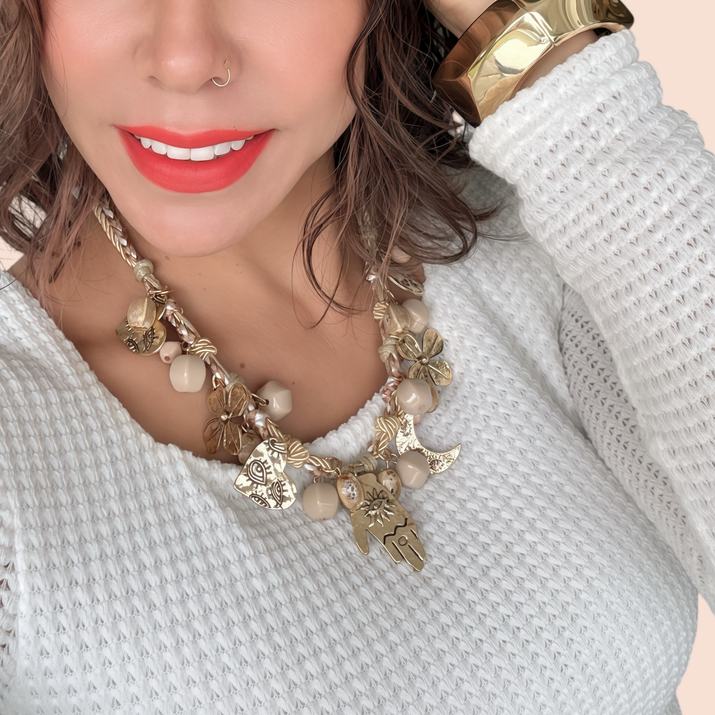 Necklace beaded fashionable floral - Lizi Yarce Accesories