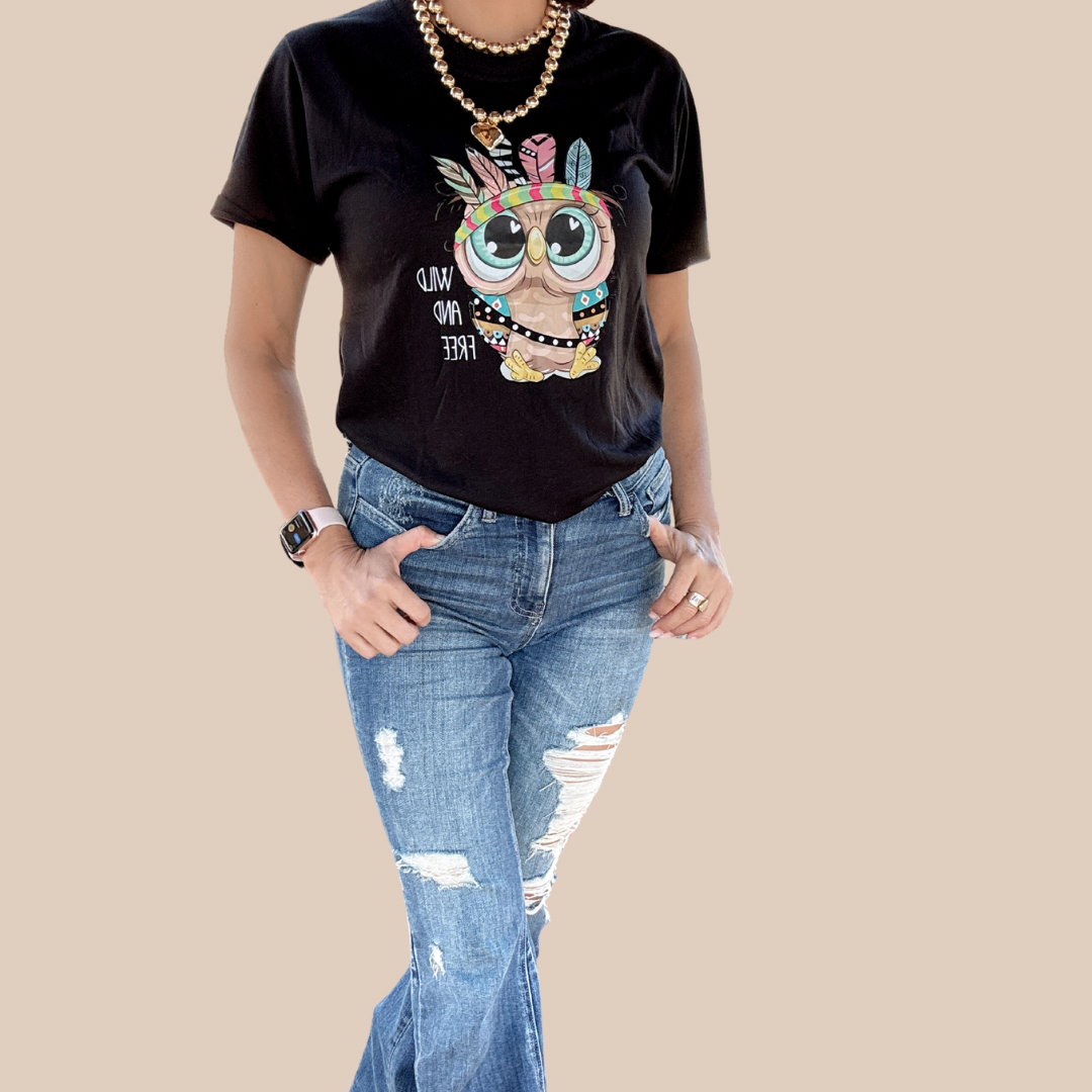 Women's Streetwear Cartoon Owl Short Sleeve Printing T-Shirts - Lizi Yarce Accesories