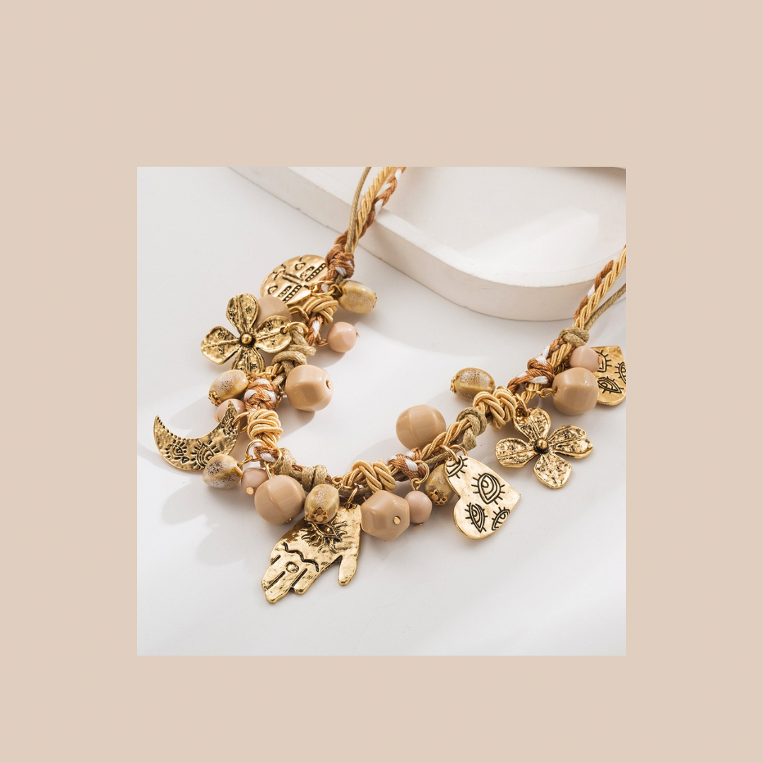 Necklace beaded fashionable floral - Lizi Yarce Accesories