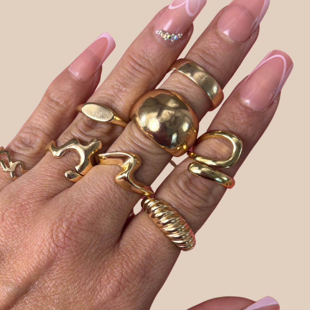 Rings Set 8 units stainless steel - Lizi Yarce Accesories