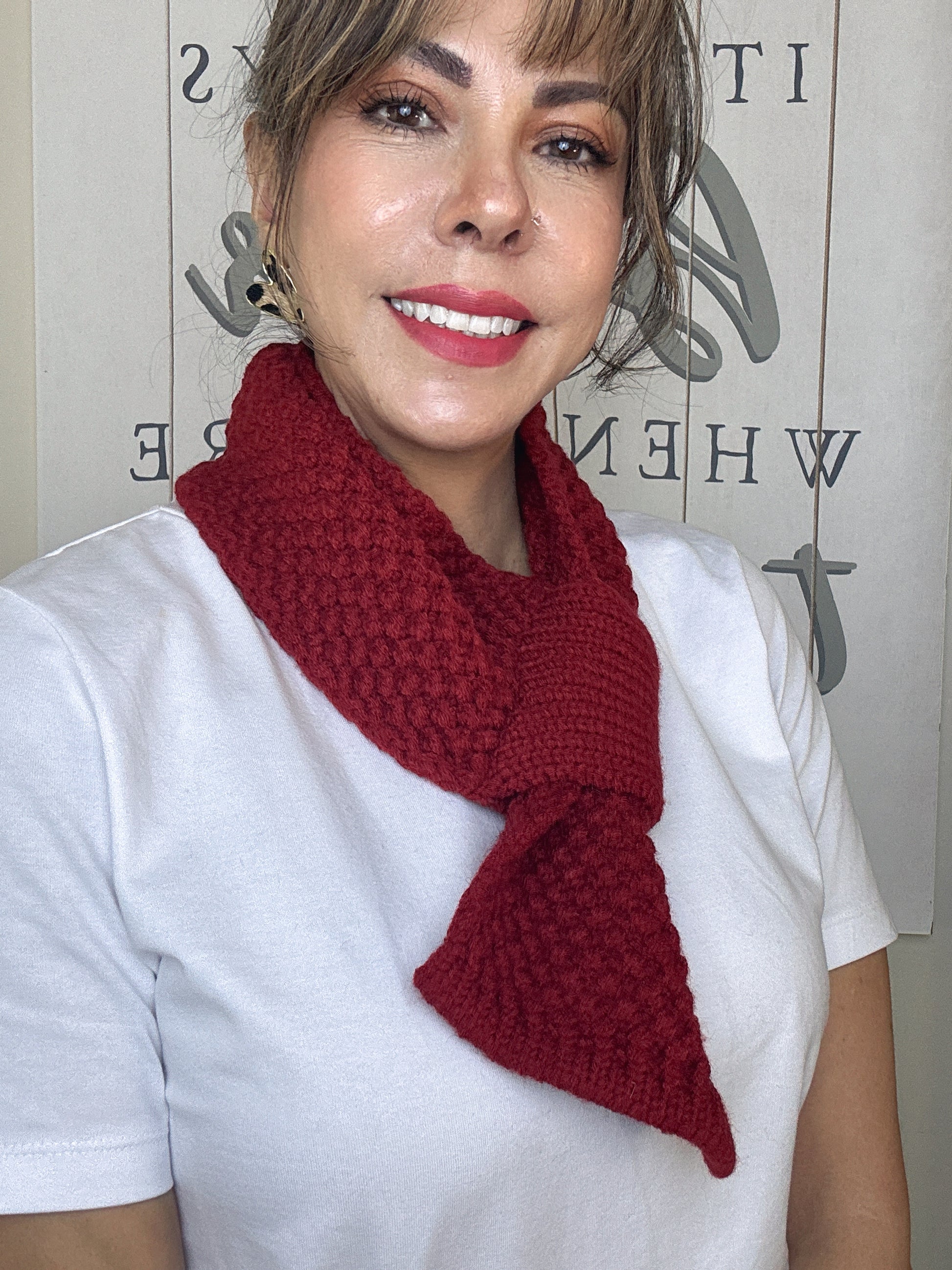 Women simple Korean style Red scarf - Lizi Yarce Accesories