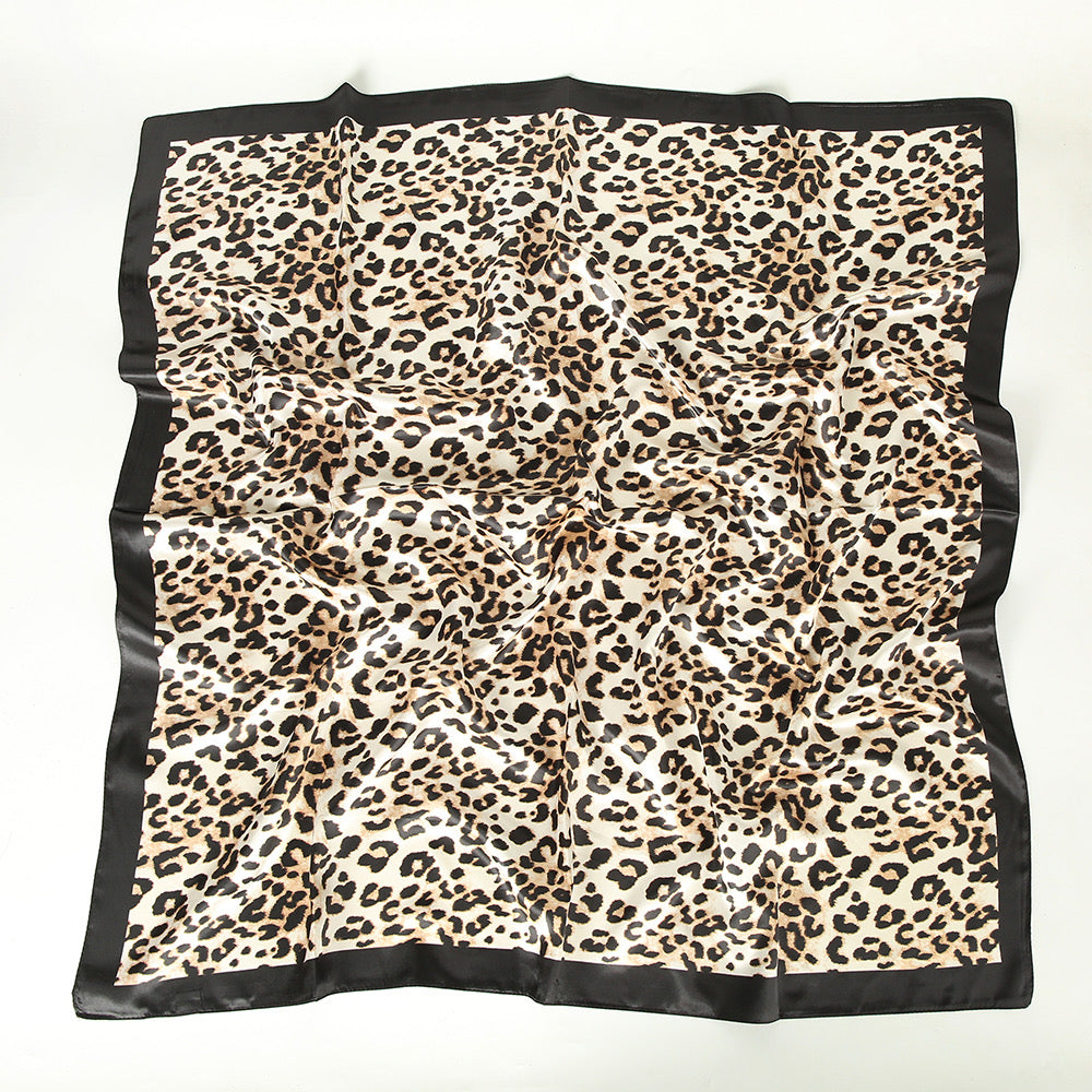 Leopard satin printing dyeing silk scarf - Lizi Yarce Accesories