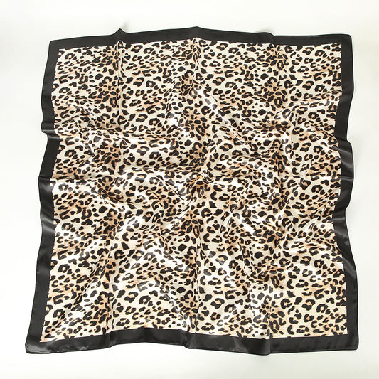 Leopard satin printing dyeing silk scarf - Lizi Yarce Accesories