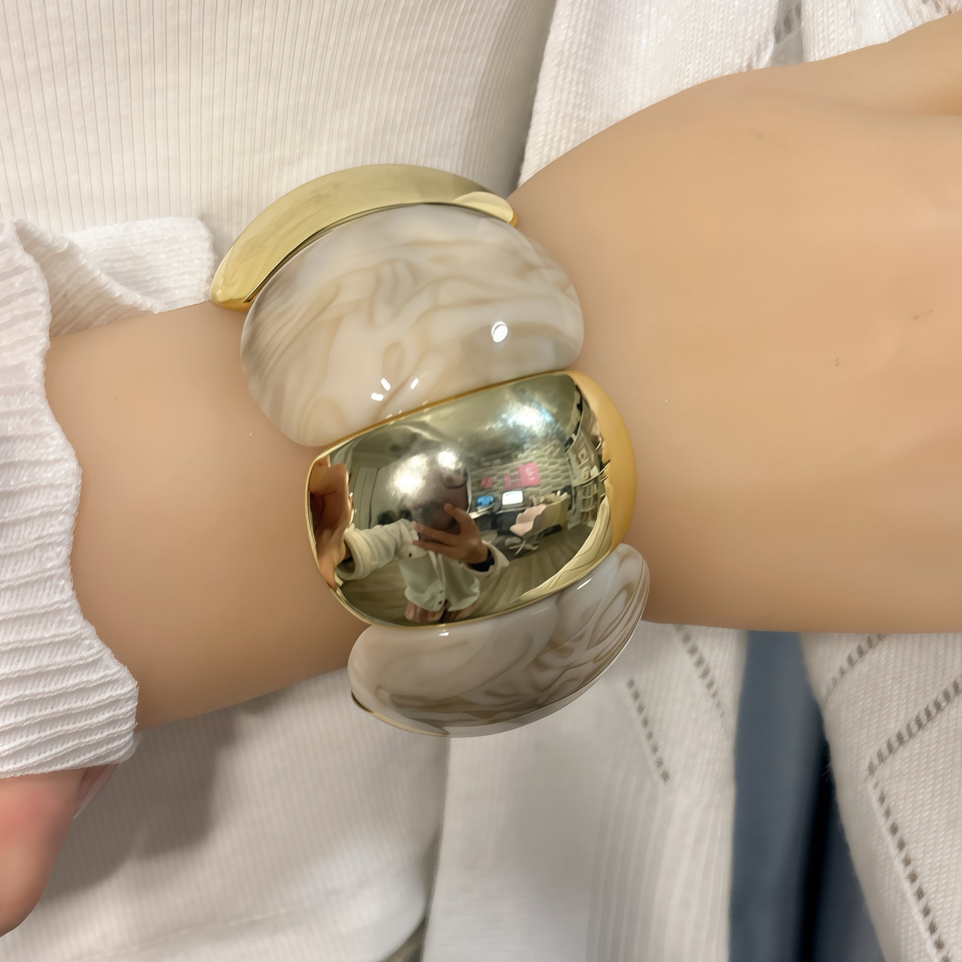 Resin Bracelet women Vintage Acetate Pattern Mármol Print Handmade Crafted - Lizi Yarce Accesories