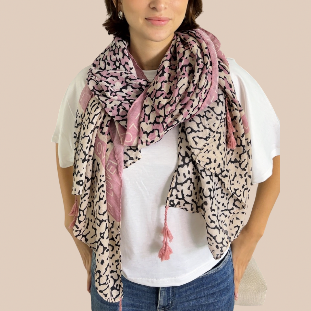 Fashion Leopard printing winter Scarve pink - Lizi Yarce Accesories