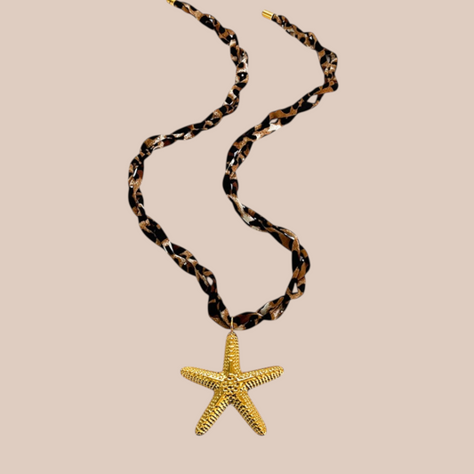 Pendan starfish Neckles Leopard Steel Nylon Stainless still