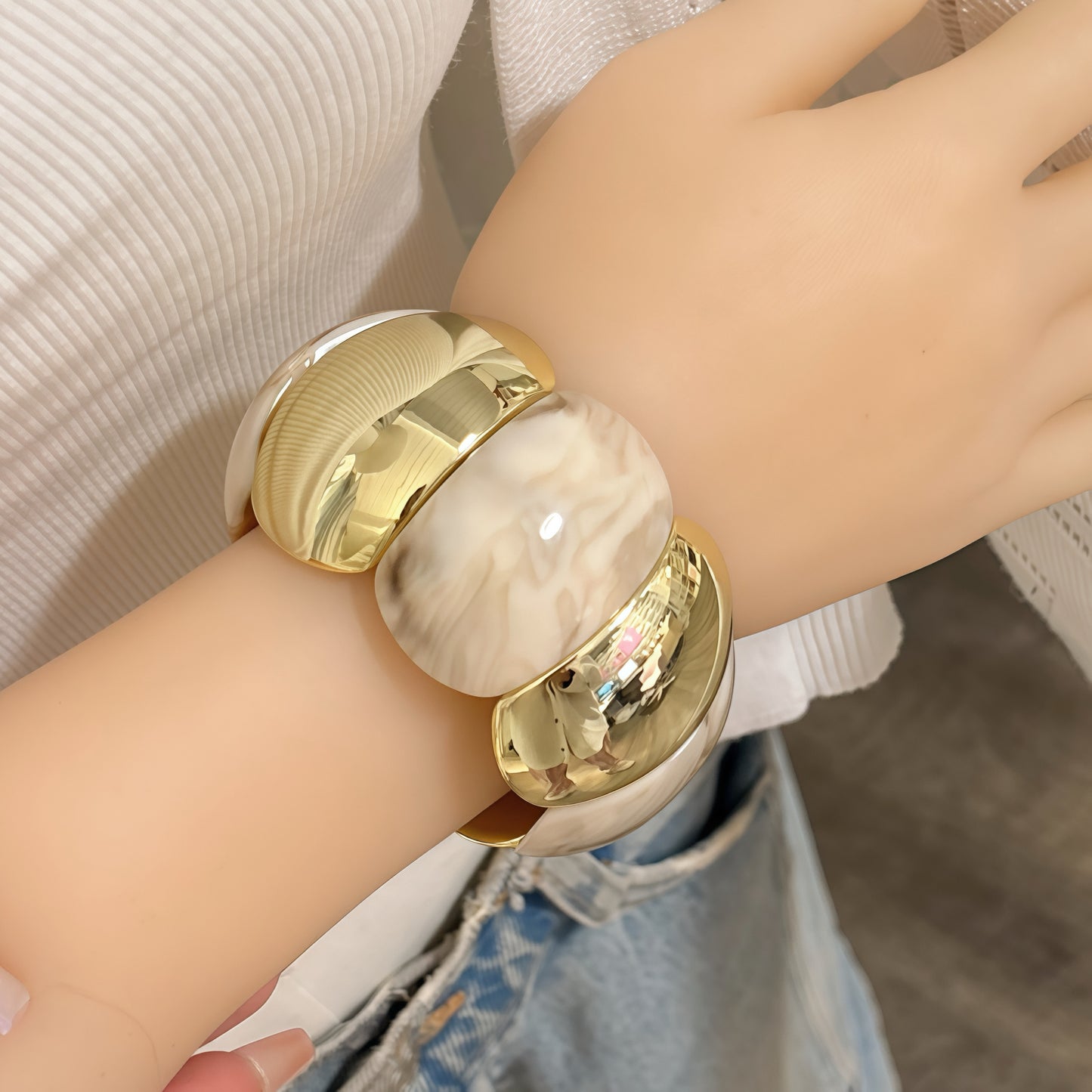 Resin Bracelet women Vintage Acetate Pattern Mármol Print Handmade Crafted - Lizi Yarce Accesories