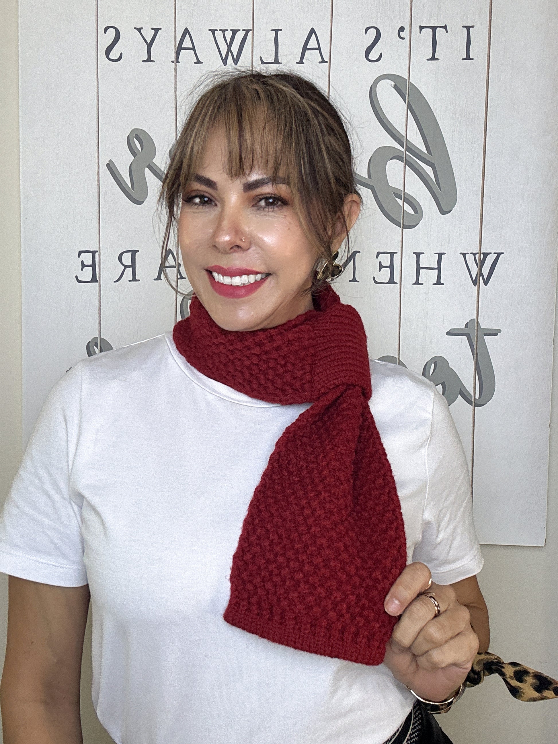 Women simple Korean style Red scarf - Lizi Yarce Accesories