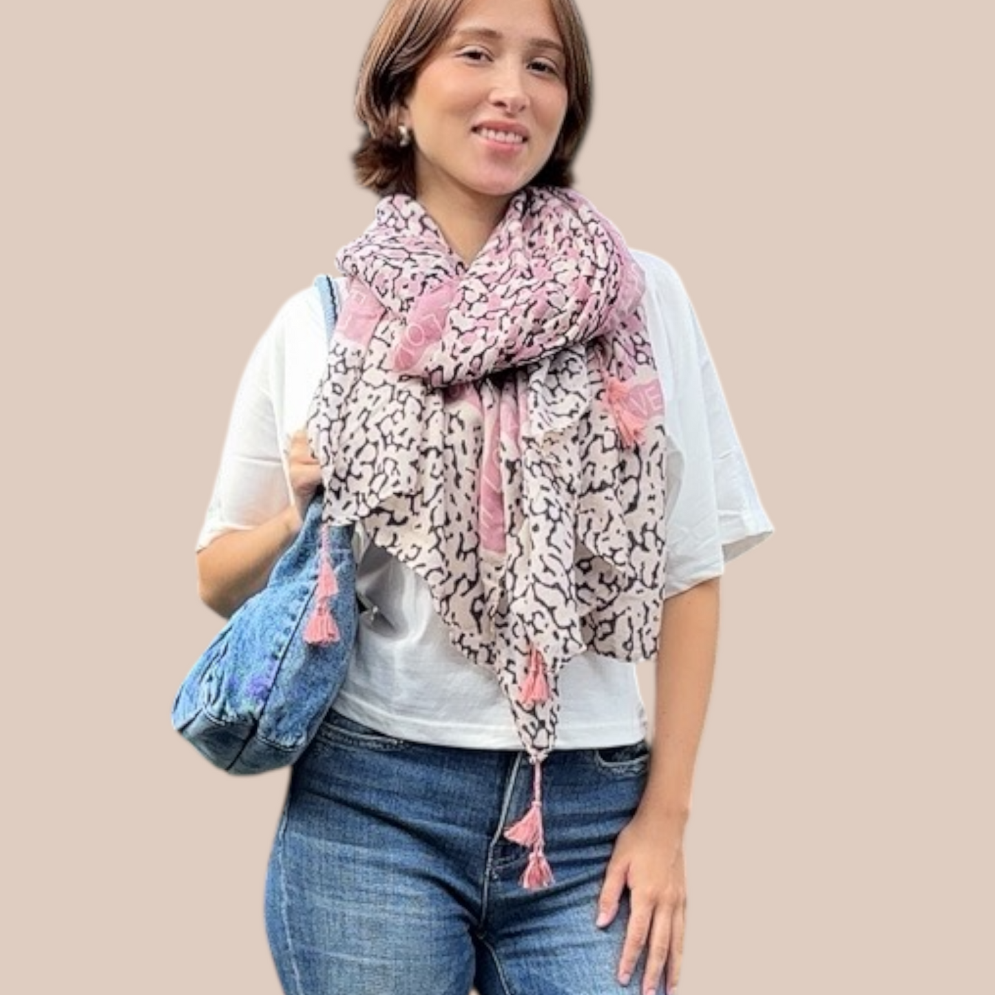 Fashion Leopard printing winter Scarve pink - Lizi Yarce Accesories