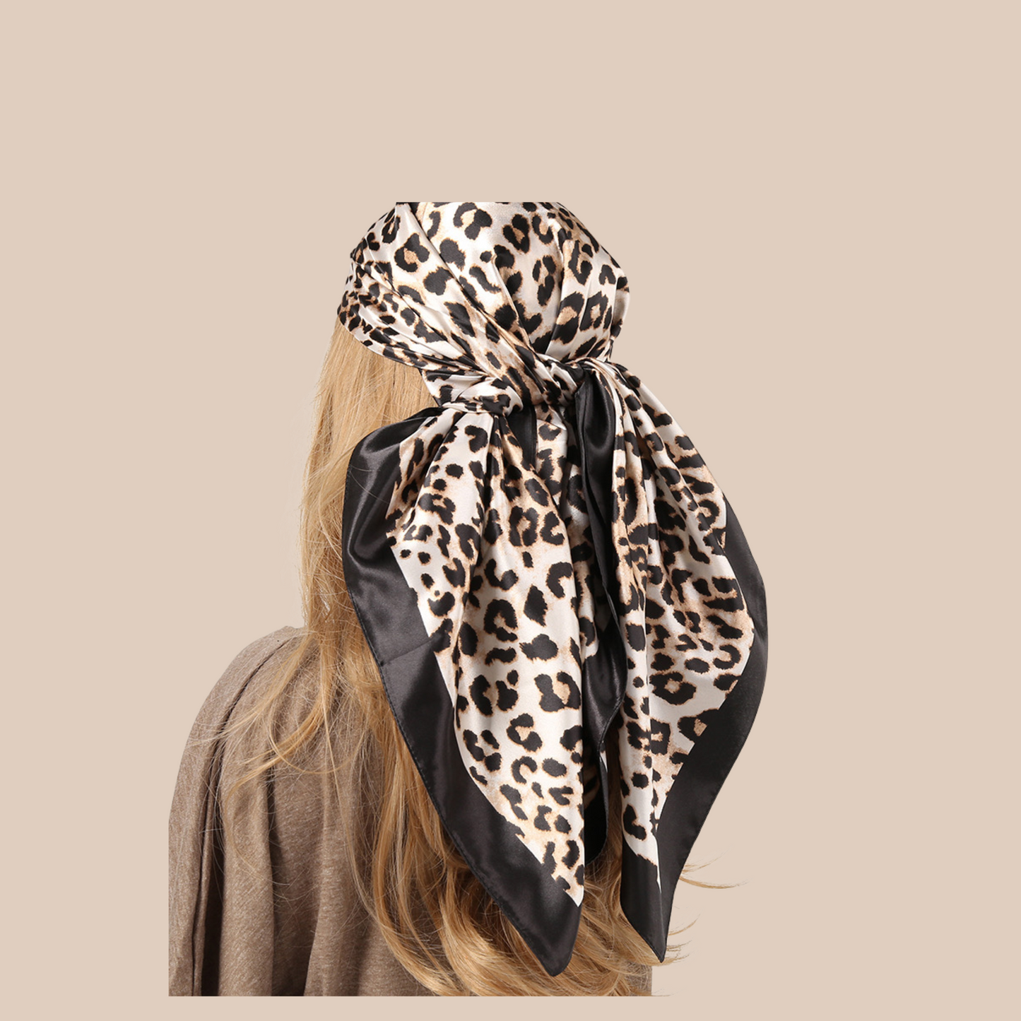 Leopard satin printing dyeing silk scarf - Lizi Yarce Accesories