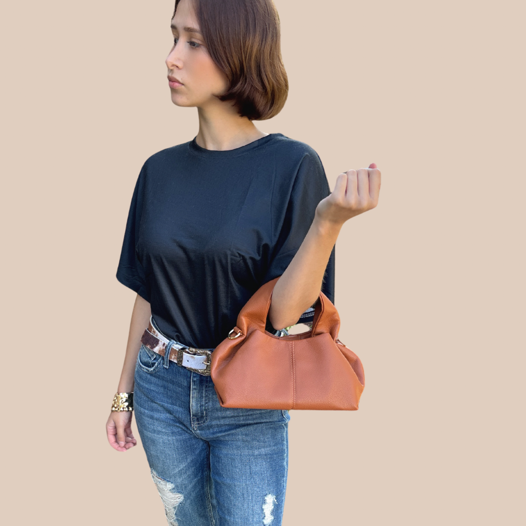 Casual ruched classic Marrón Bag - Lizi Yarce Accesories