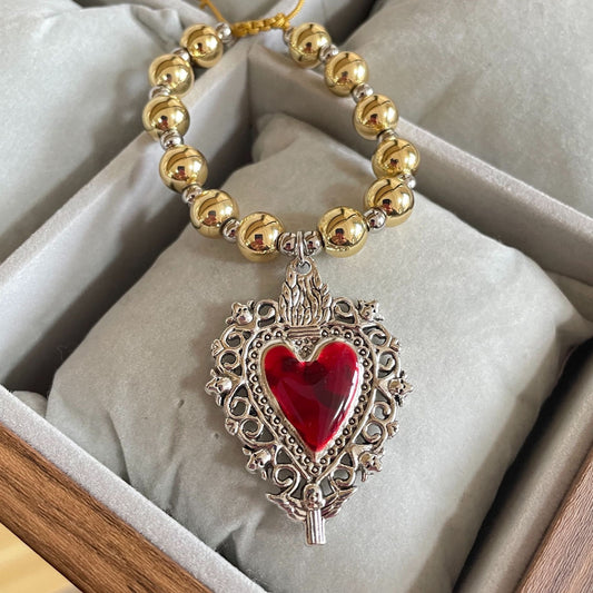 Copper Retro Enamel Heart shape Bracelet - Lizi Yarce Accesories