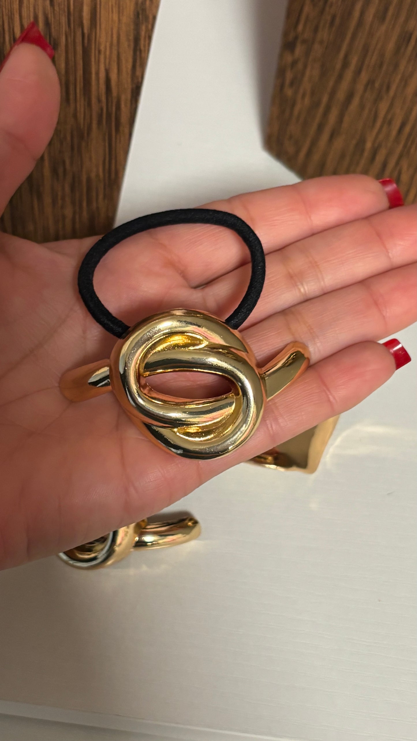 women korean style geometric metal hair tie - Lizi Yarce Accesories