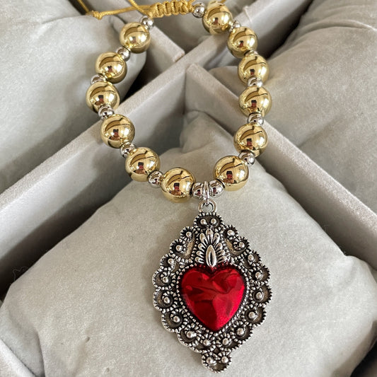 Copper Retro Enamel Heart shape Bracelet - Lizi Yarce Accesories