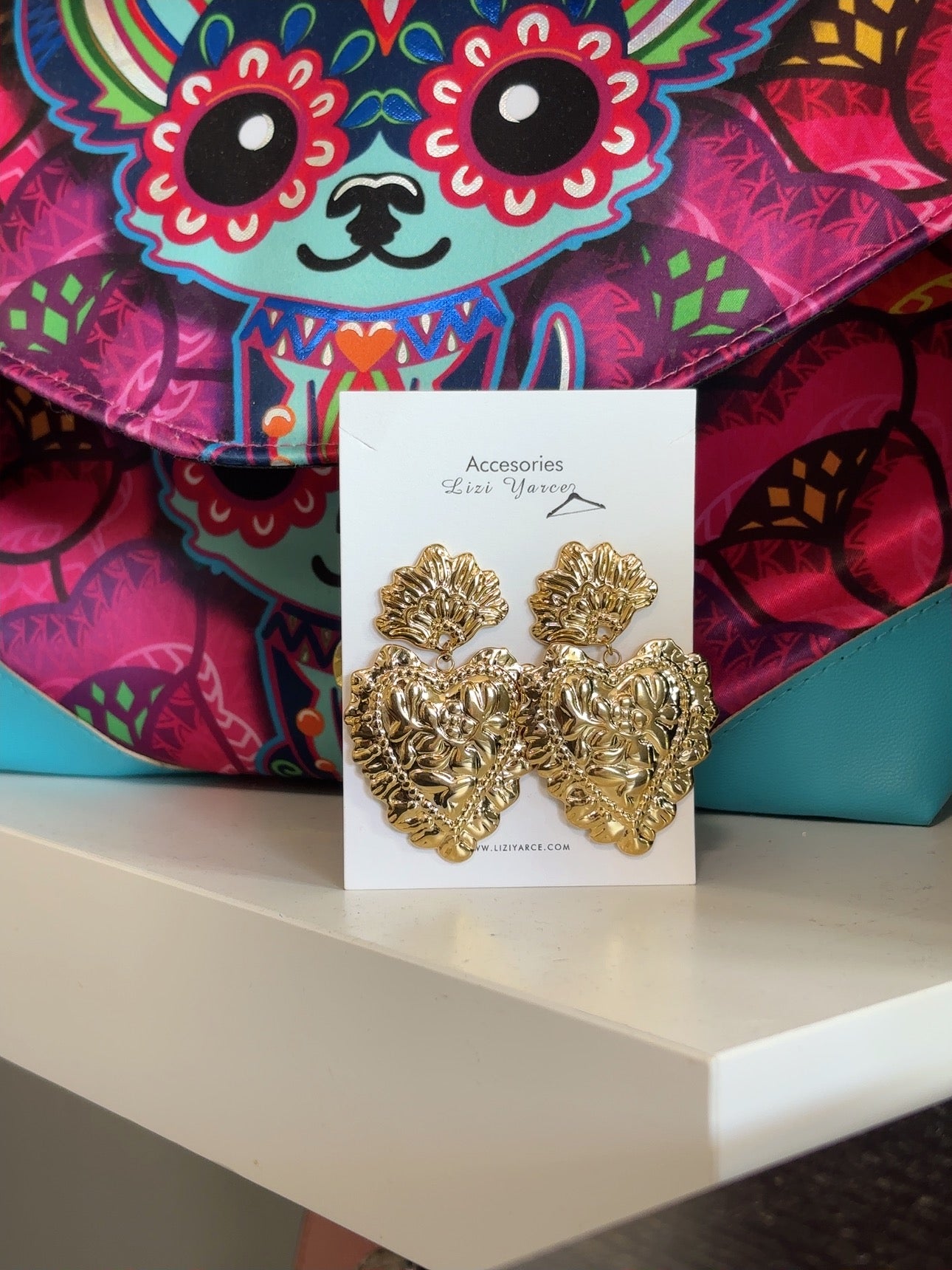 Heart pendant Earring fashionable shape 18k Gold plated - Lizi Yarce Accesories