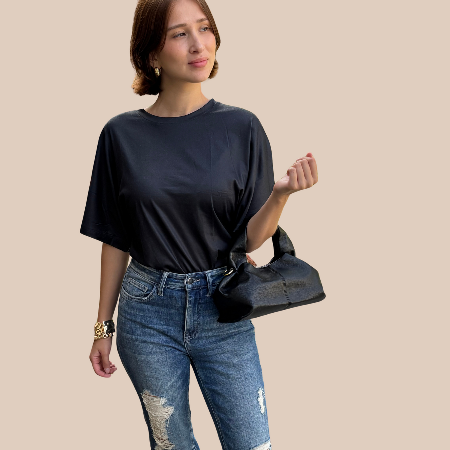 Casual ruched classic Black Purse - Lizi Yarce Accesories