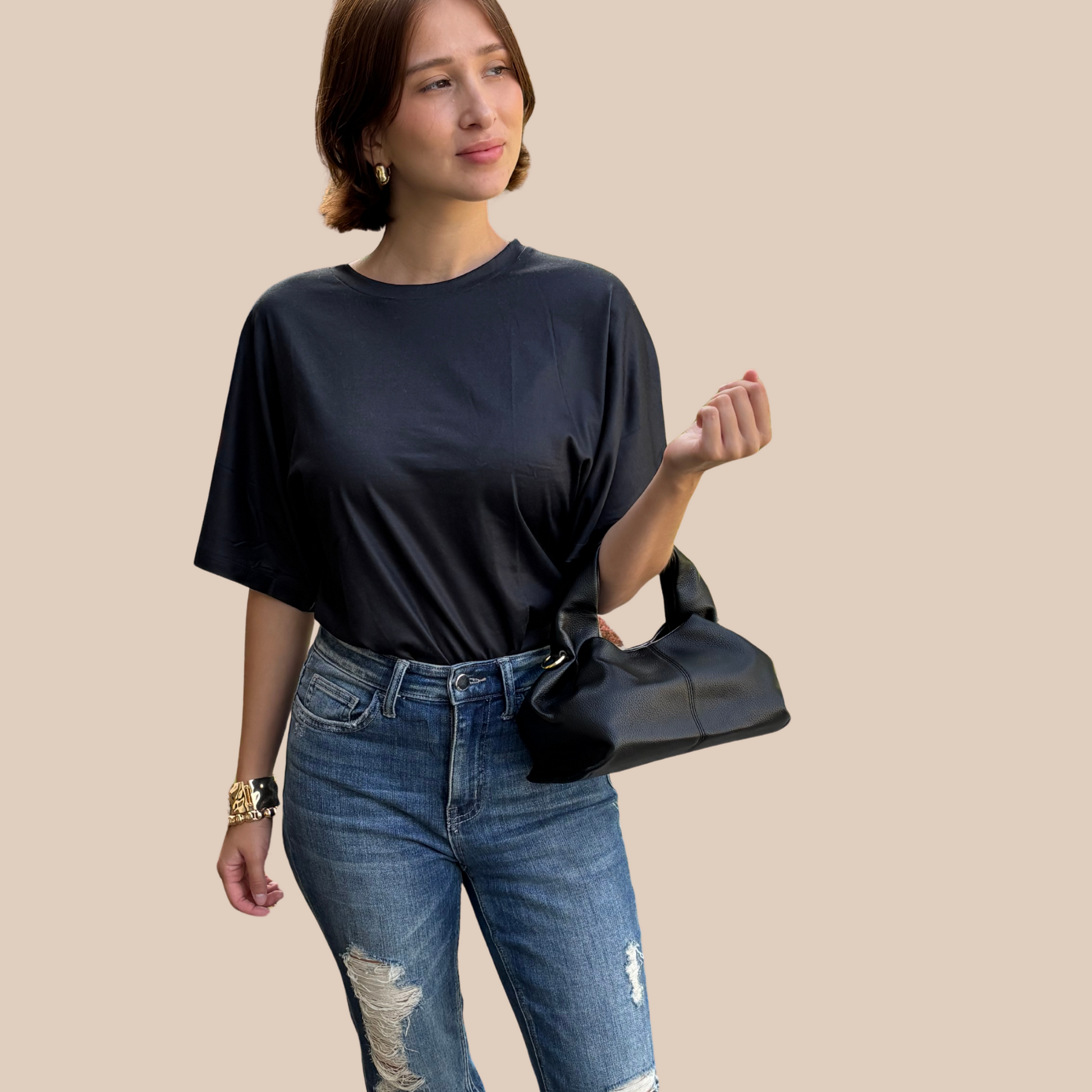 Casual ruched classic Black Purse - Lizi Yarce Accesories