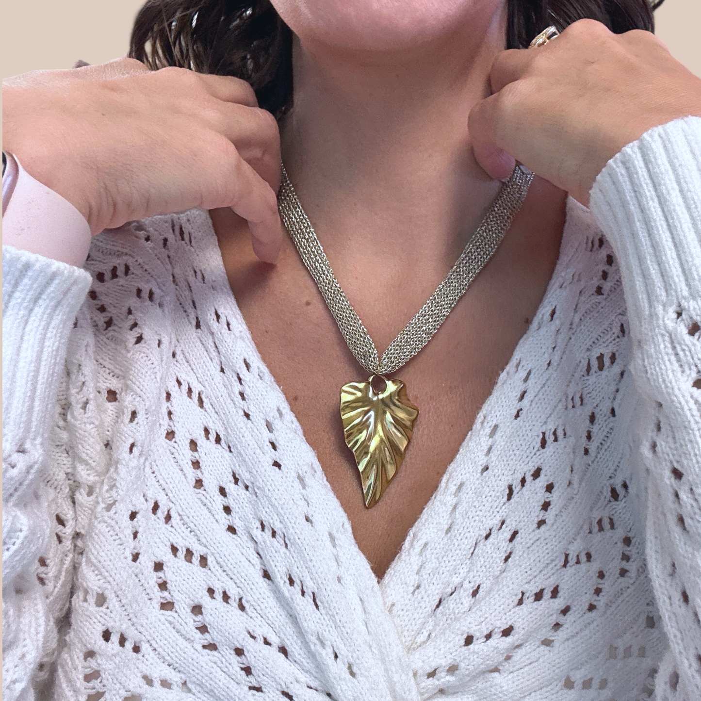 Streetwear nylon necklaces with leaf pendant - Lizi Yarce Accesories