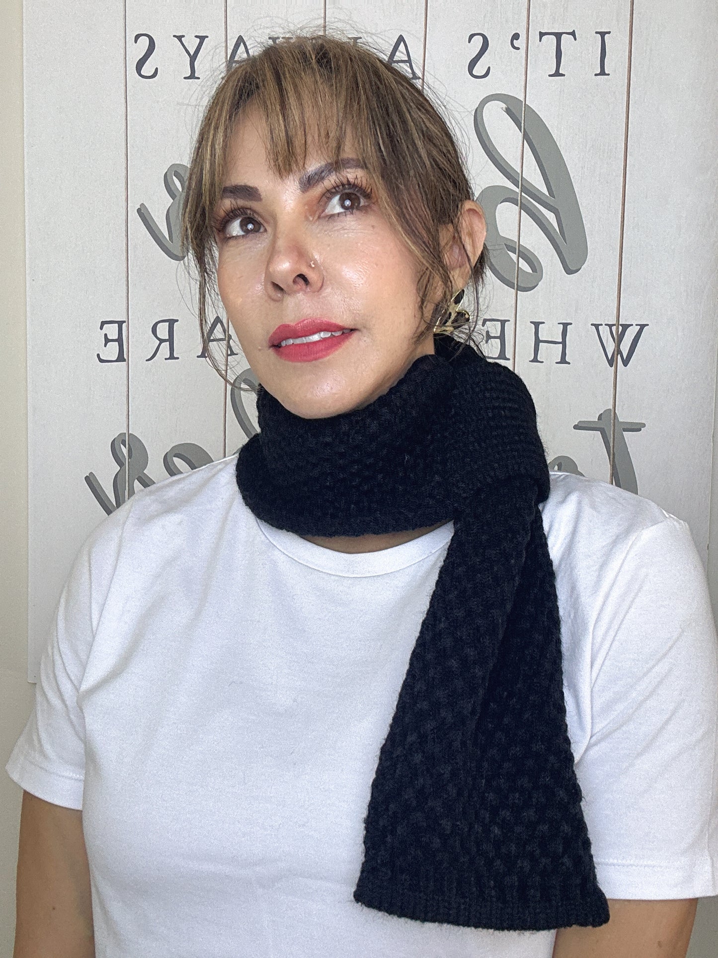 Women simple Korean style Black scarf - Lizi Yarce Accesories