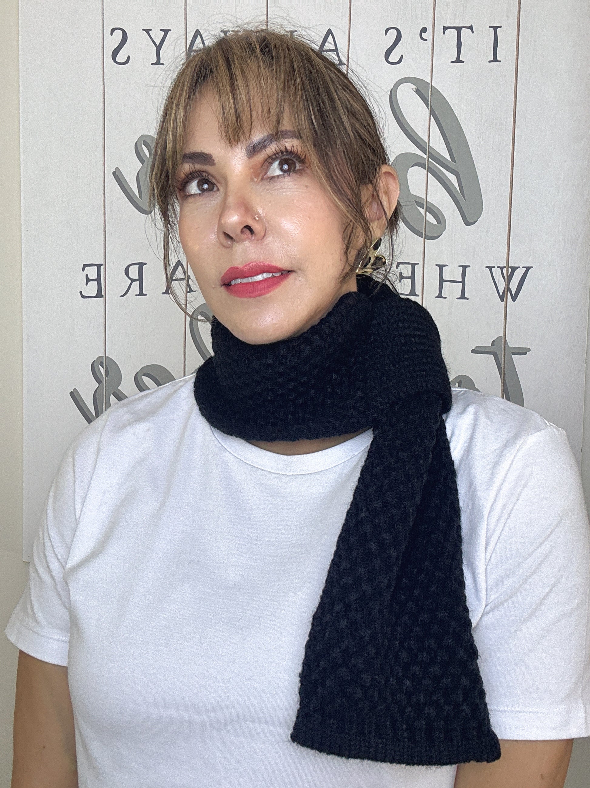 Women simple Korean style Black scarf - Lizi Yarce Accesories