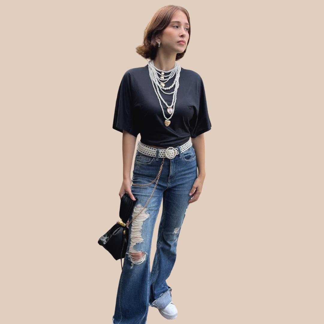 Tshirt Korean Style Casual Black Color