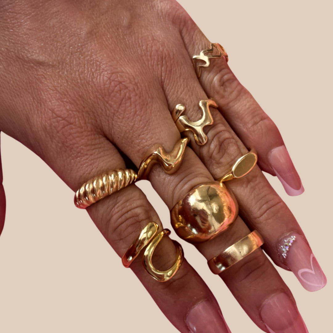 Rings Set 8 units stainless steel - Lizi Yarce Accesories