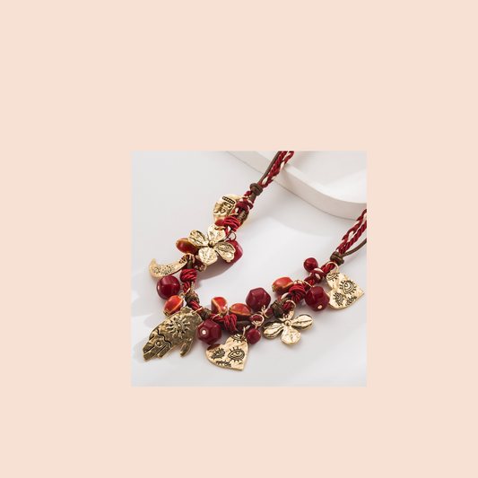 Necklace beaded fashionable floral - Lizi Yarce Accesories