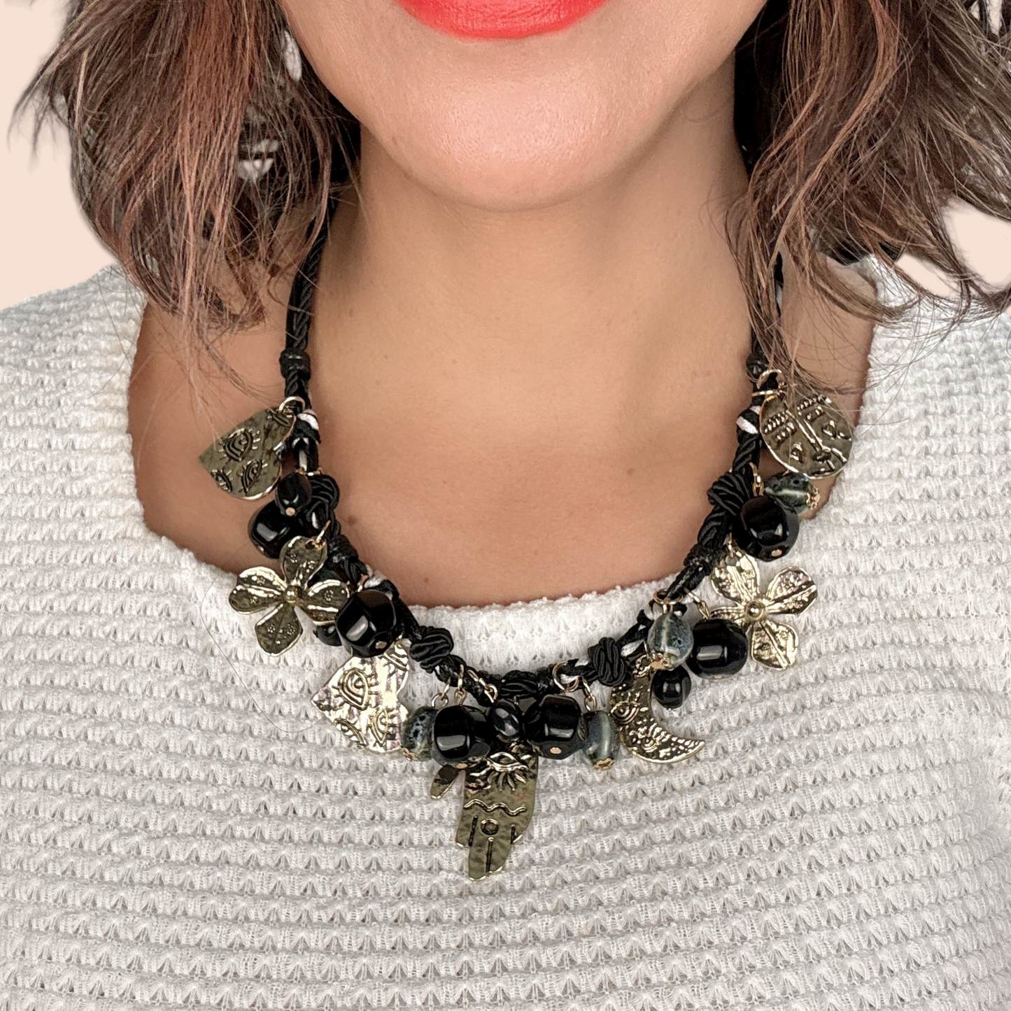 Necklace beaded fashionable floral - Lizi Yarce Accesories