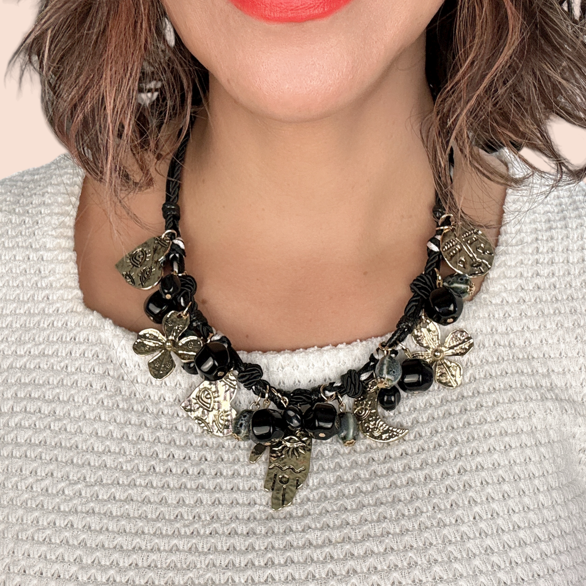 Necklace beaded fashionable floral - Lizi Yarce Accesories