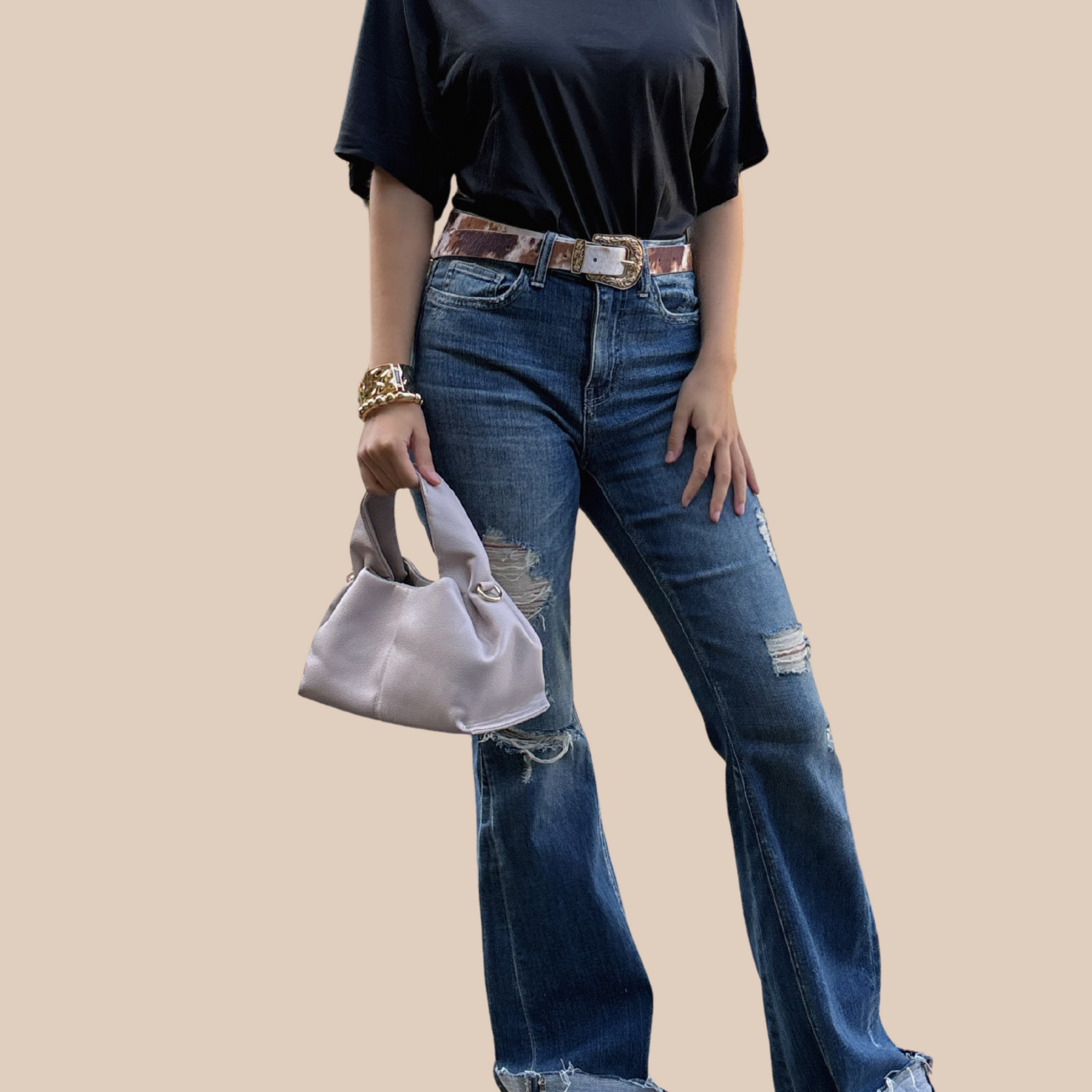 Casual ruched classic gray Light  Bag - Lizi Yarce Accesories