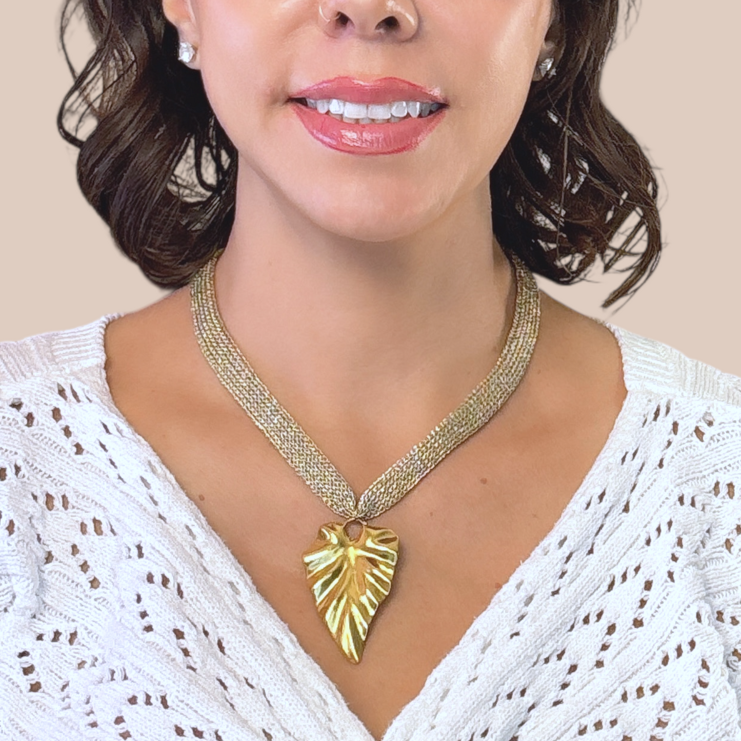 Streetwear nylon necklaces with leaf pendant - Lizi Yarce Accesories