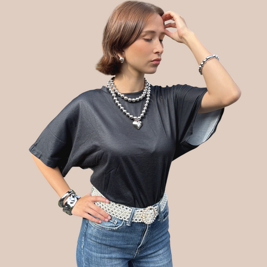 Necklace CCB Beaded Perl’s imitation street wear Heart - Lizi Yarce Accesories