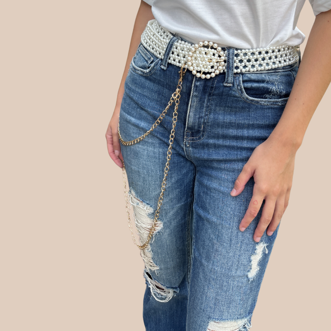 Pearl Beaded Belt Fashion - Lizi Yarce Accesories