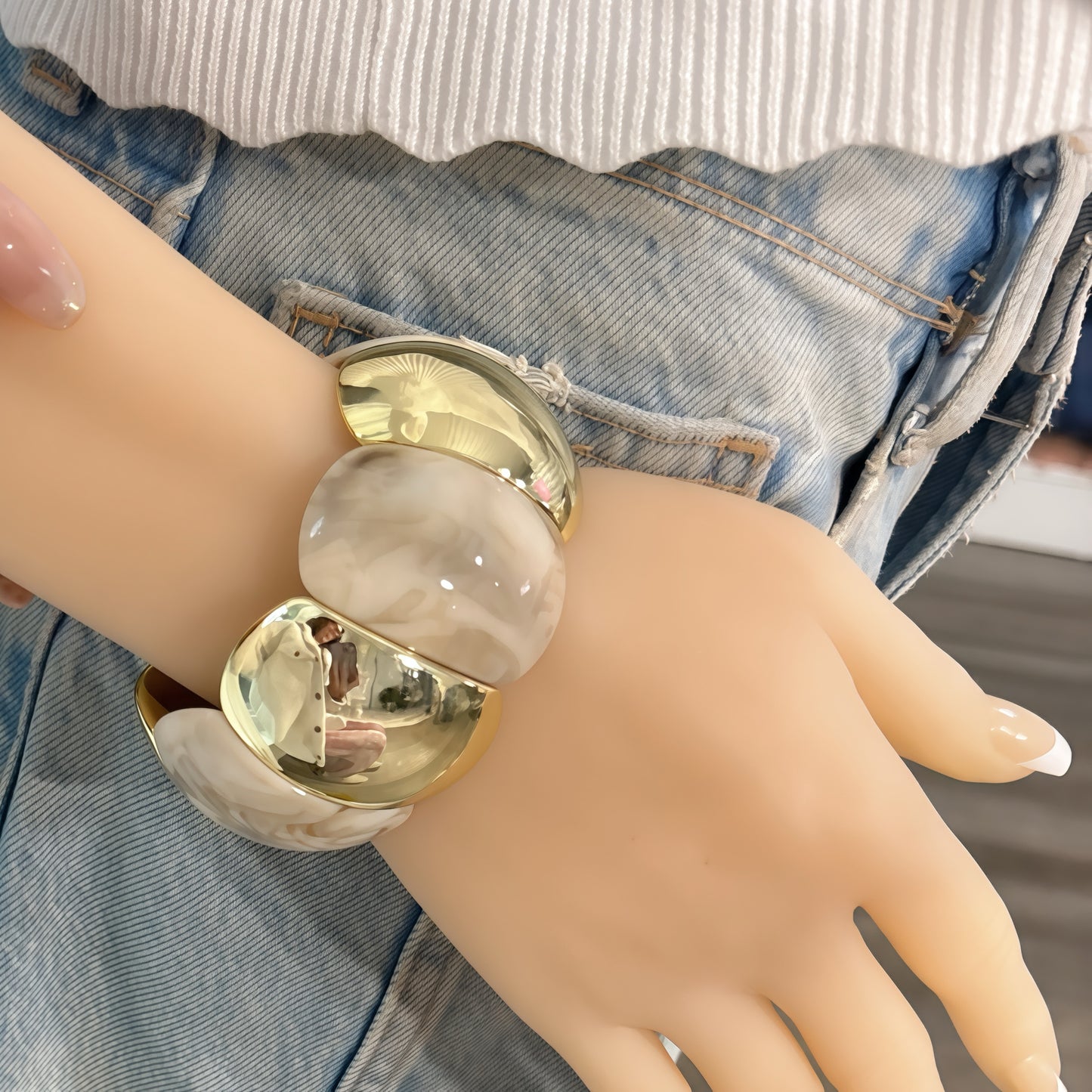 Resin Bracelet women Vintage Acetate Pattern Mármol Print Handmade Crafted - Lizi Yarce Accesories