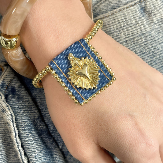 Vintage  Heart Scapulary  Ajusted bracelets